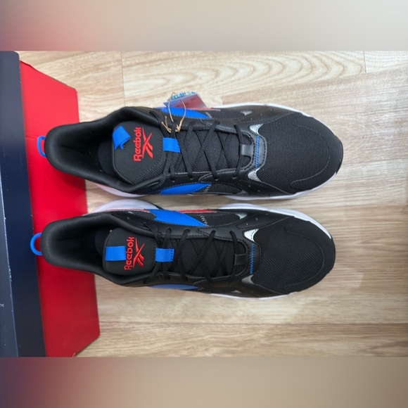 Reebok Turbo Restyle Sneaker Unisex Adults 10 Black/Cobalt/Vector Red Lace Up~ - Picture 5 of 12